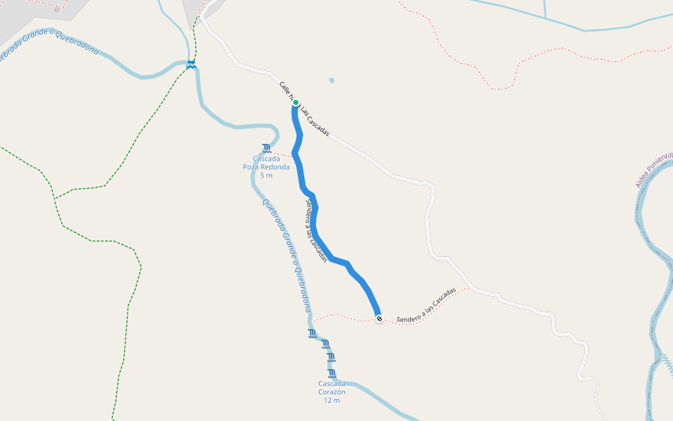 Sendero a las cascadas walking route map in Comayagua