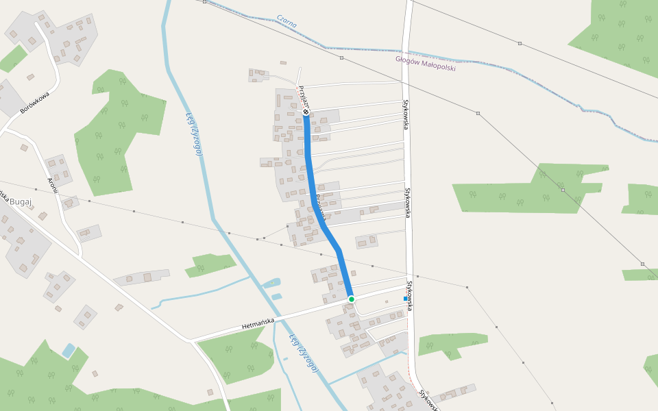 Przyjazna walking route map in Głogów Małopolski