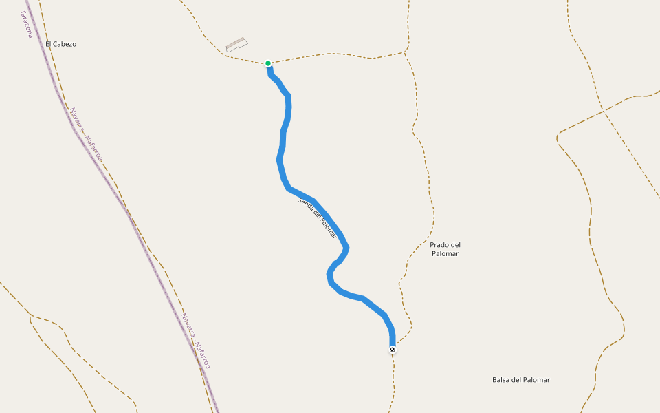 Senda del Palomar walking route map in Ablitas