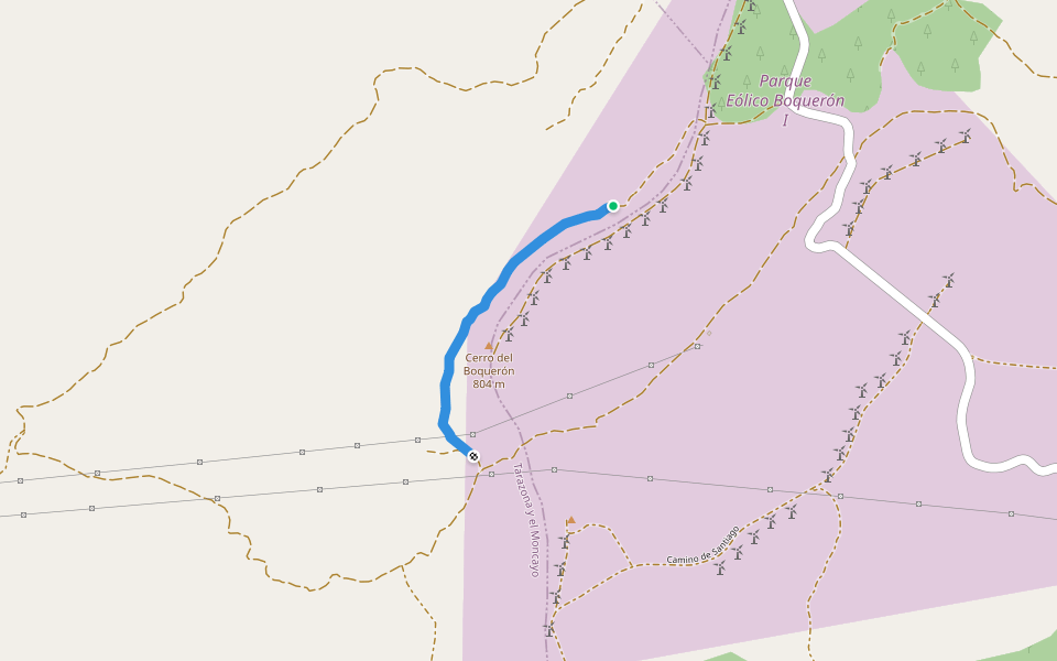 Senda del Boquerón walking route map in El Buste