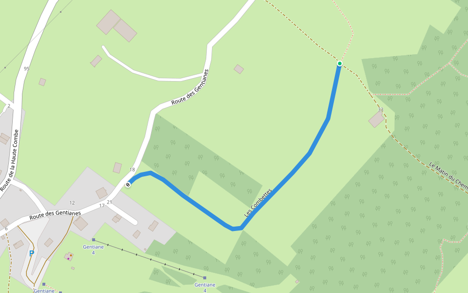 Les Combettes walking route map in Morbier
