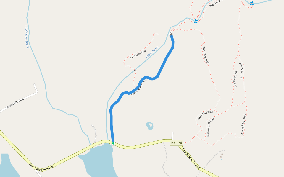 Peters Brook Trail walking route map in Blue Hill