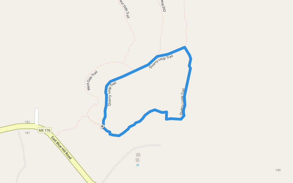 Quarry Loop Trail walking route map in Blue Hill