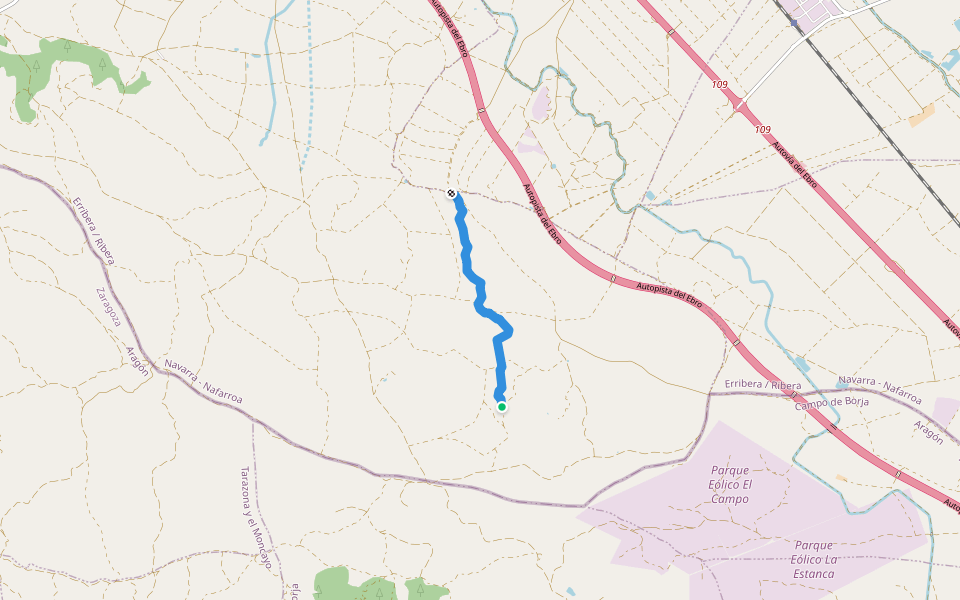 Barranco del Pontigenio y del Tollo walking route map in Ablitas