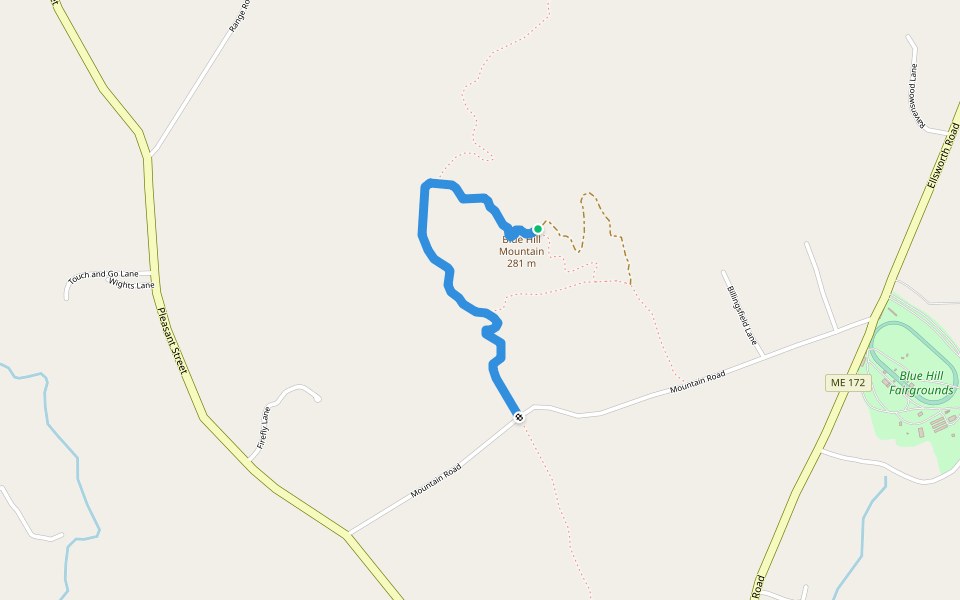 Osgood Trail walking route map in Blue Hill