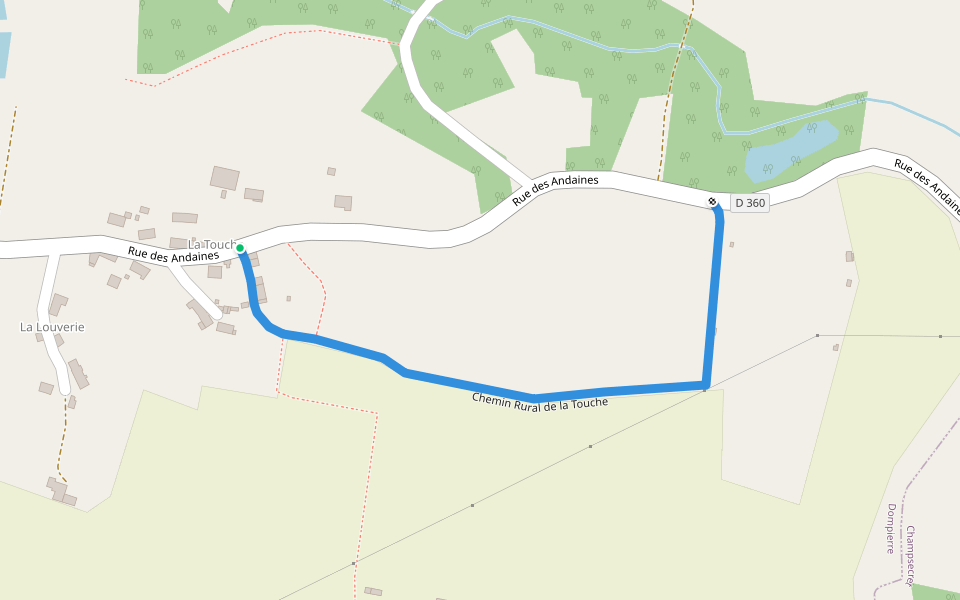 Chemin Rural de la Touche walking route map in Dompierre