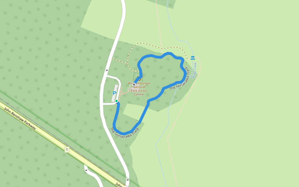 The Gurianawa Track walking route map in Warrumbungle
