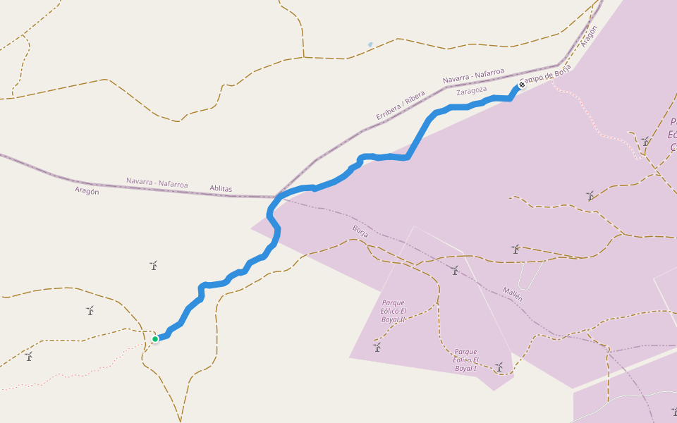 Senda Barranco Vulcafrailes walking route map in El Buste