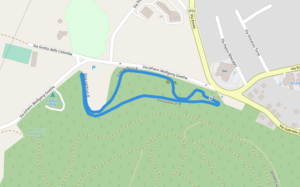 Etna parkrun B walking route map in Nicolosi