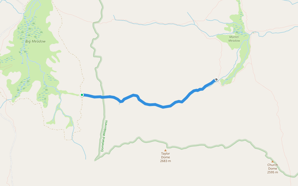 South Manter Trail walking route map in Kernville