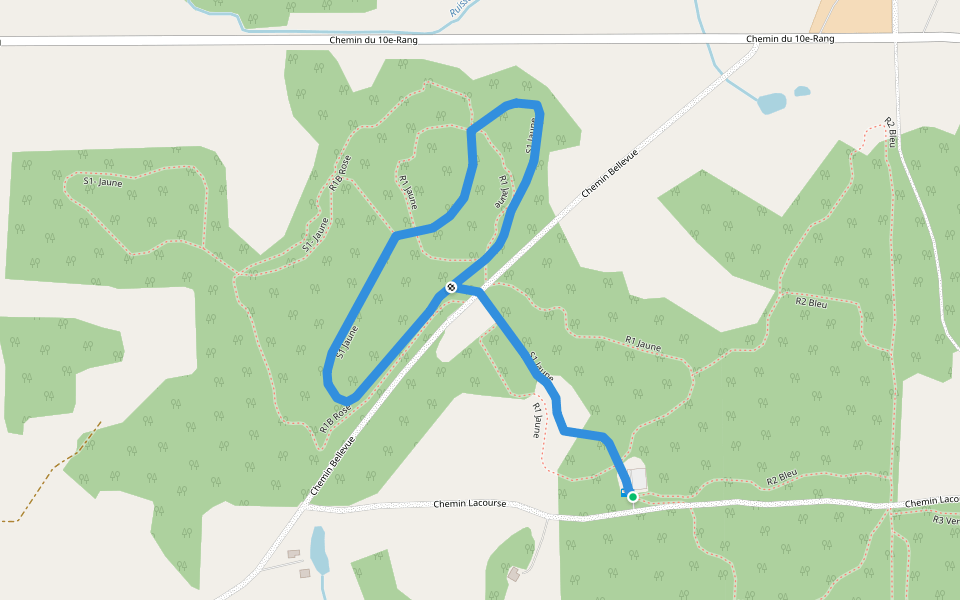 S1 Jaune walking route map in Coaticook
