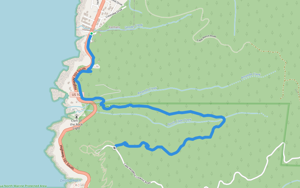 Amanda's Trail walking route map in Yachats