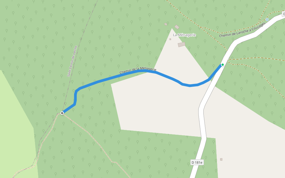 Chemin de la Ménagerie walking route map in Chasteaux