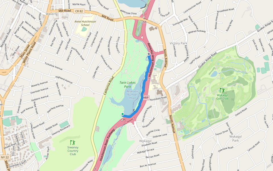 Bridge to Bridge walking route map in New Rochelle