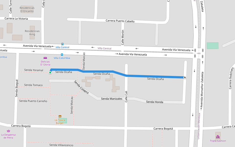 Senda Ocaña walking route map in Ciudad Guayana