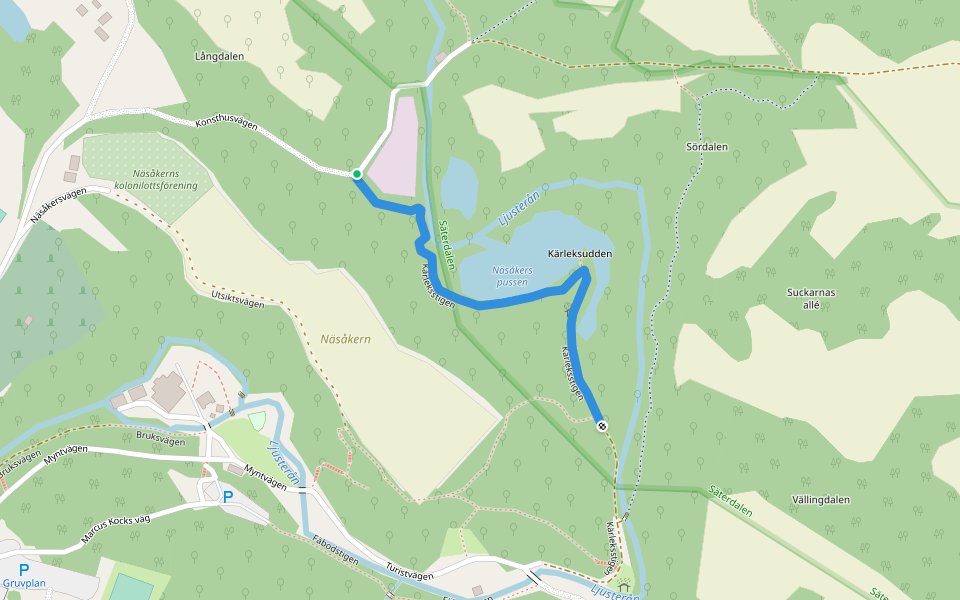 Kärleksstigen walking route map in Säter