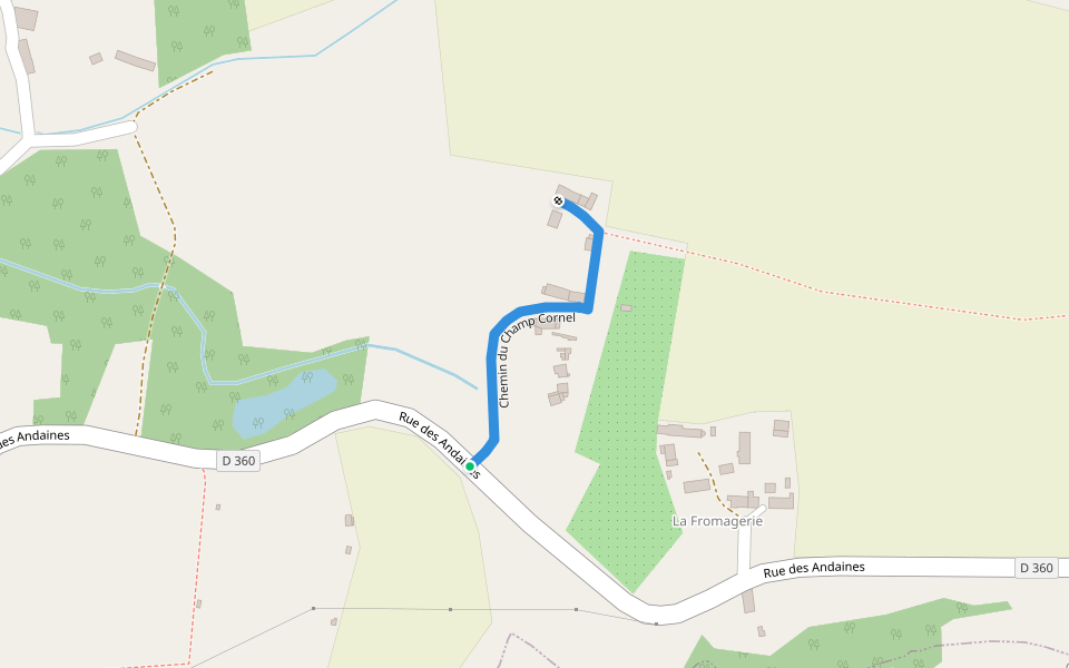 Chemin du Champ Cornel walking route map in Dompierre