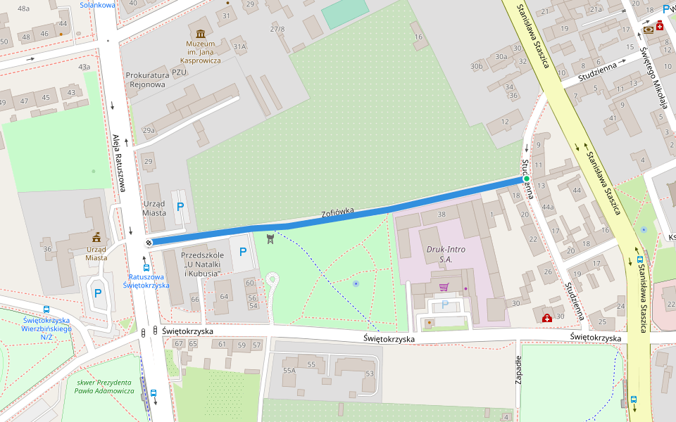 Zofiówka walking route map in Inowrocław