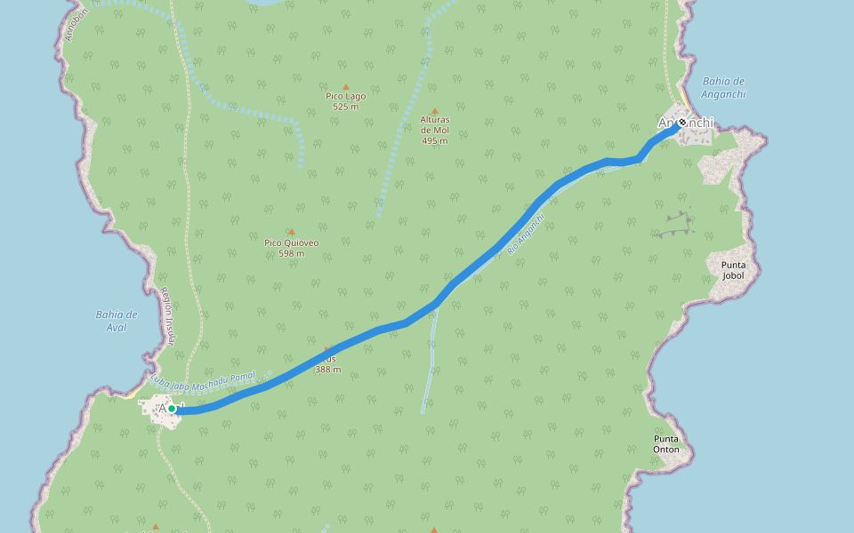 Sendero Anganchi - Aual walking route map in Mabana