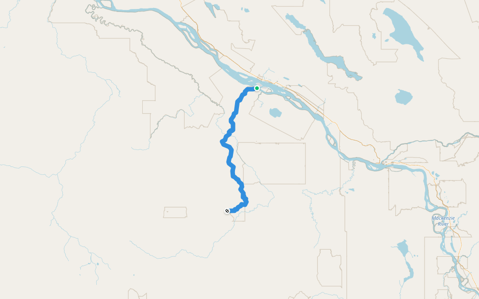Canol Trail walking route map in Norman Wells
