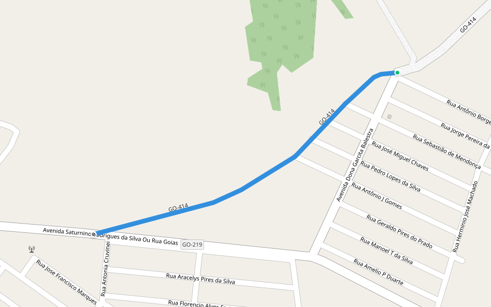 GO-414 walking route map in Hidrolândia