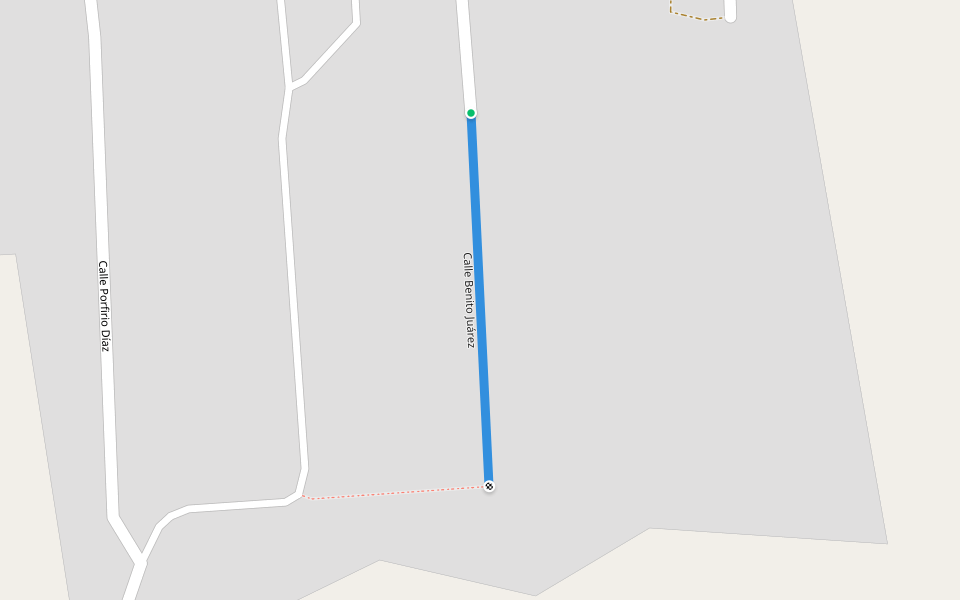 Calle Benito Juárez walking route map in Estación la Piedad