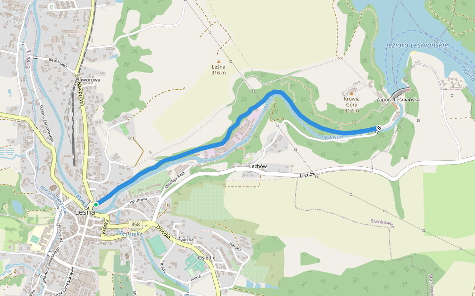 Perłowy Szlak walking route map in Leśna