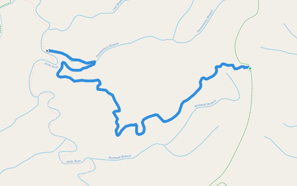 Penitentiary Branch Trail walking route map in McCaysville