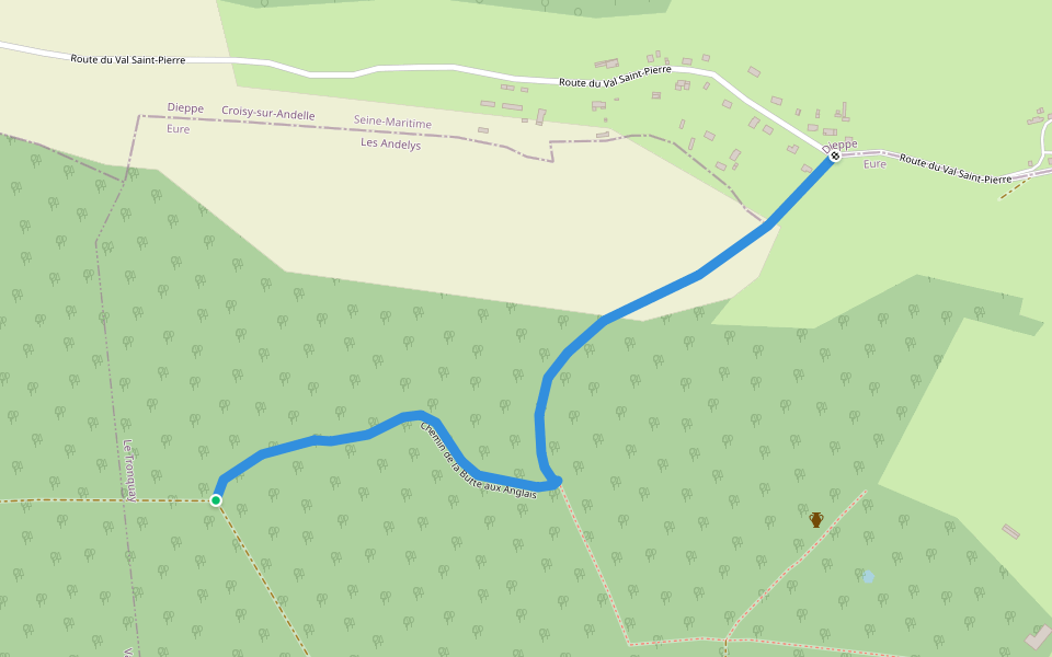 Chemin de la Butte aux Anglais walking route map in Le Tronquay