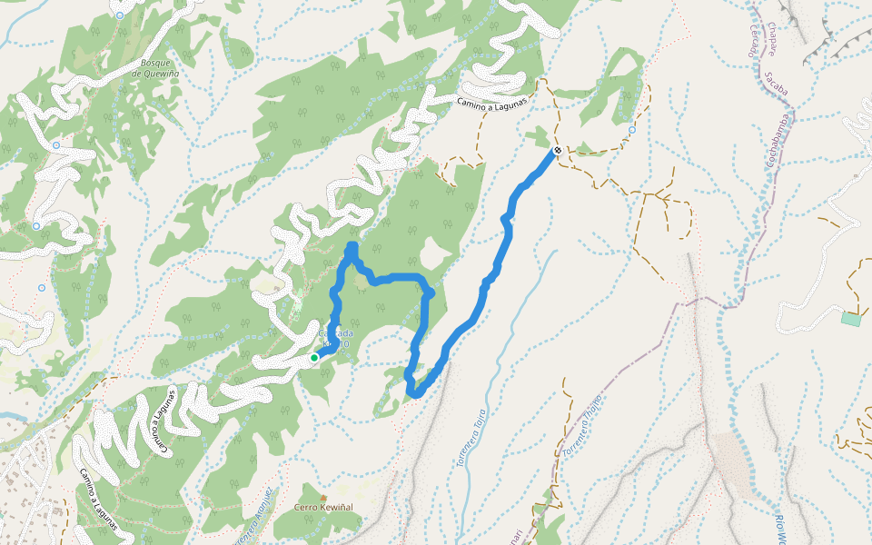 Senda KM 8 a Mirador Wara Wara walking route map in Cochabamba