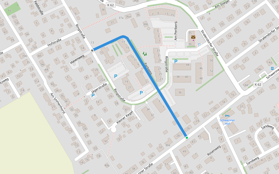 Parkweg walking route map in Pampow