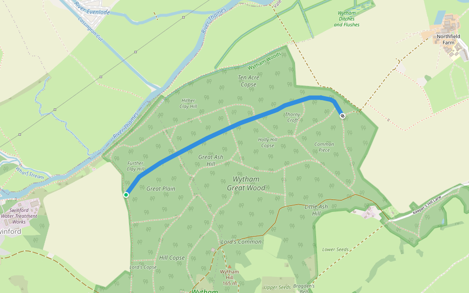 Lower Ride walking route map in Cumnor