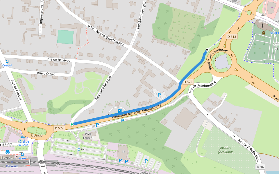 Voie verte - Boulevard Maréchal Montgomery walking route map in Bayeux