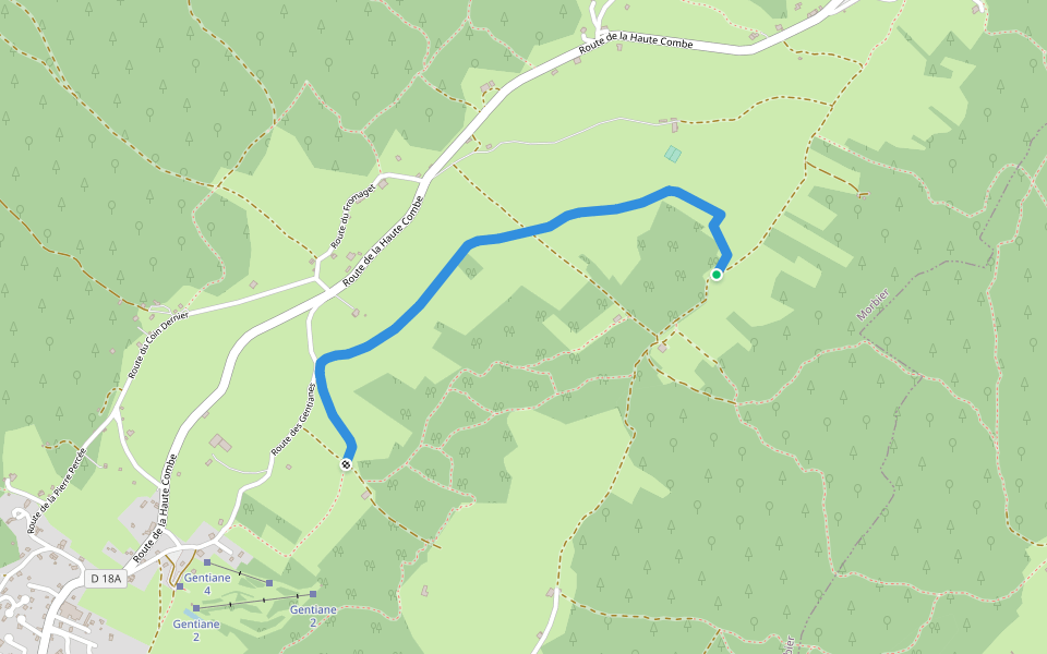 La Combette walking route map in Morbier