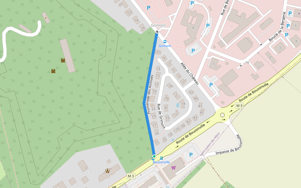 Promenade des Archives walking route map in Saint-Julien-lès-Metz