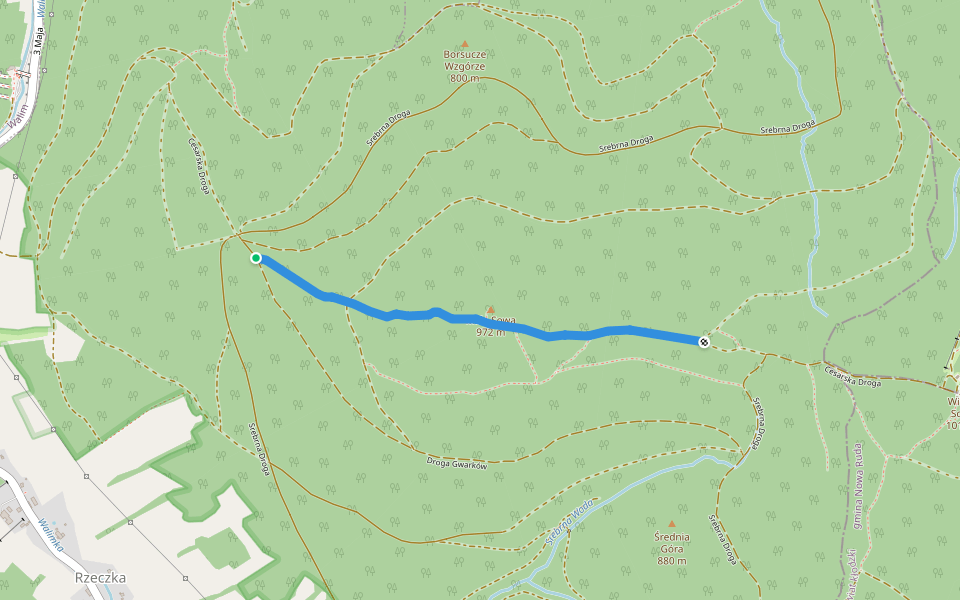 Cesarska Droga walking route map in Glinno