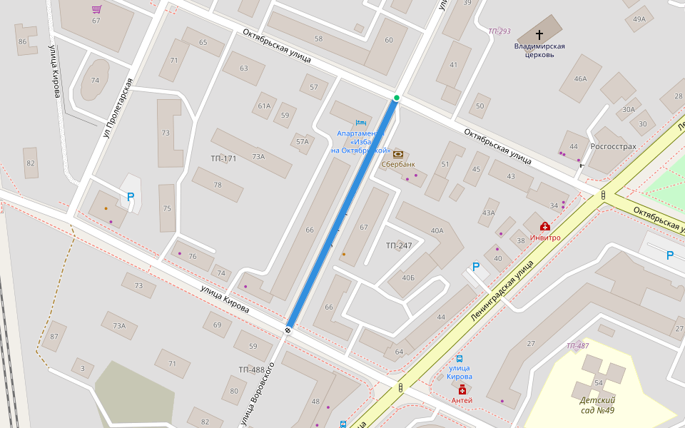 улица Воровского walking route map in Vologda