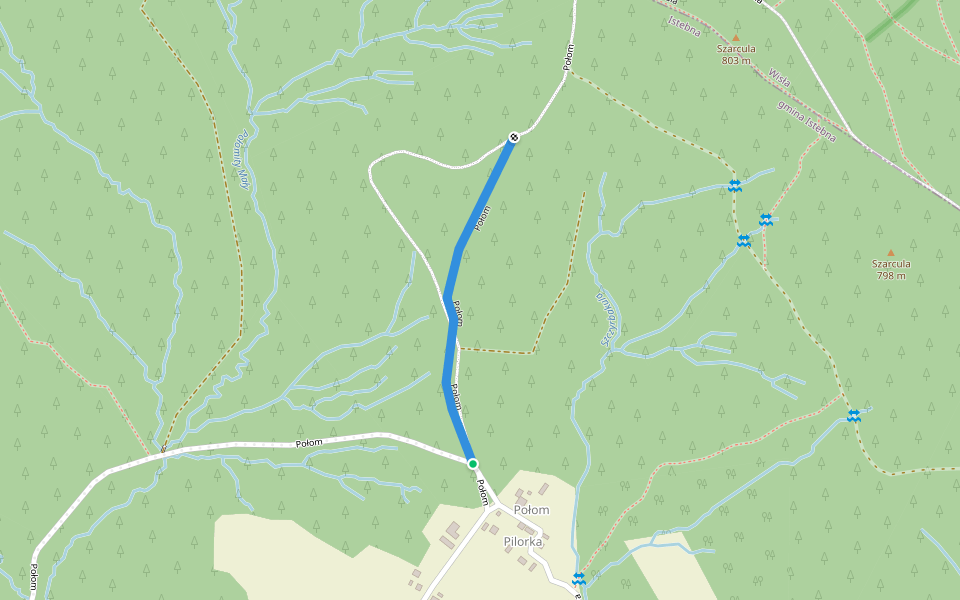 Połom walking route map in Istebna