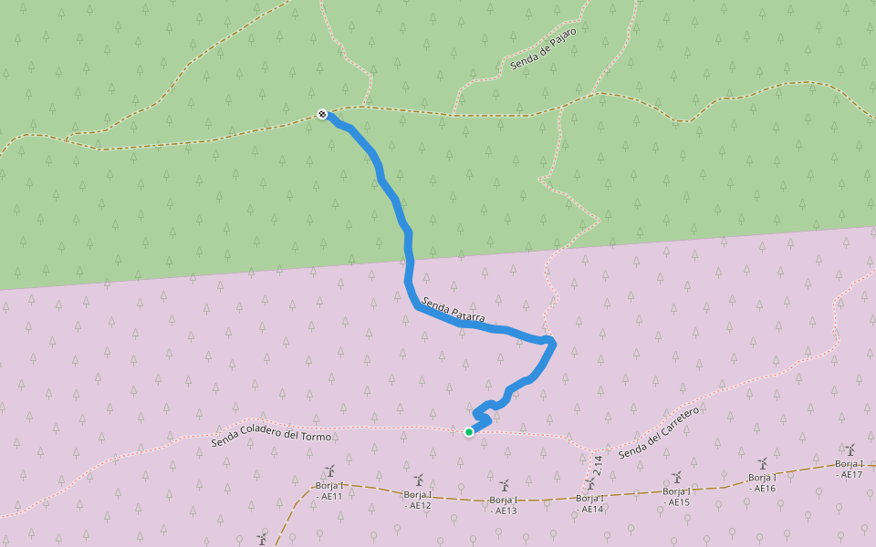 Senda Patarra walking route map in Borja