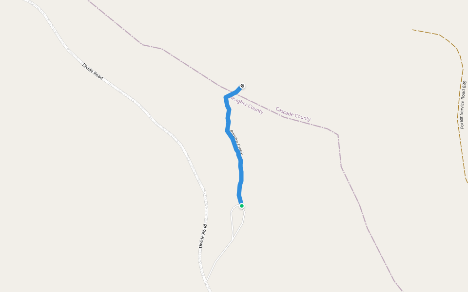 Pilgrim Creek walking route map in White Sulphur Springs