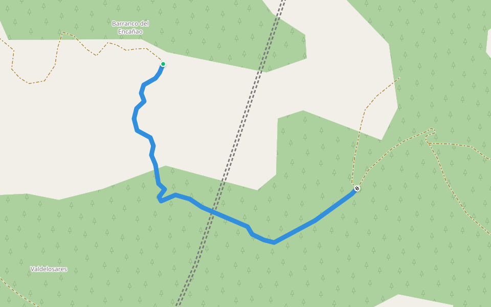 Senda del Encañao walking route map in Paracuellos de la Ribera