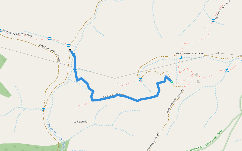 Sendero Paco Arjona walking route map in El Burgo