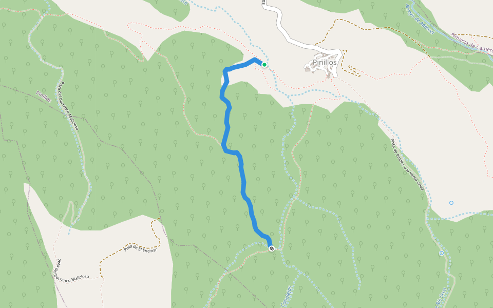 Camino de la Dehesa walking route map in Pinillos
