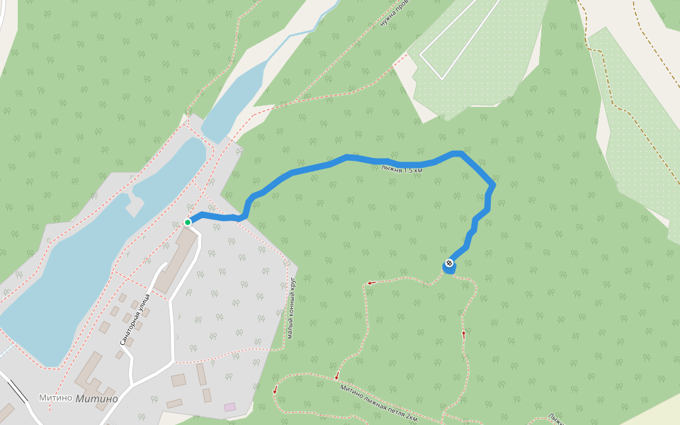 лыжня 1.5 км walking route map in Mitino
