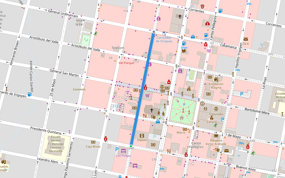 Peatonal Entre Ríos walking route map in Concordia