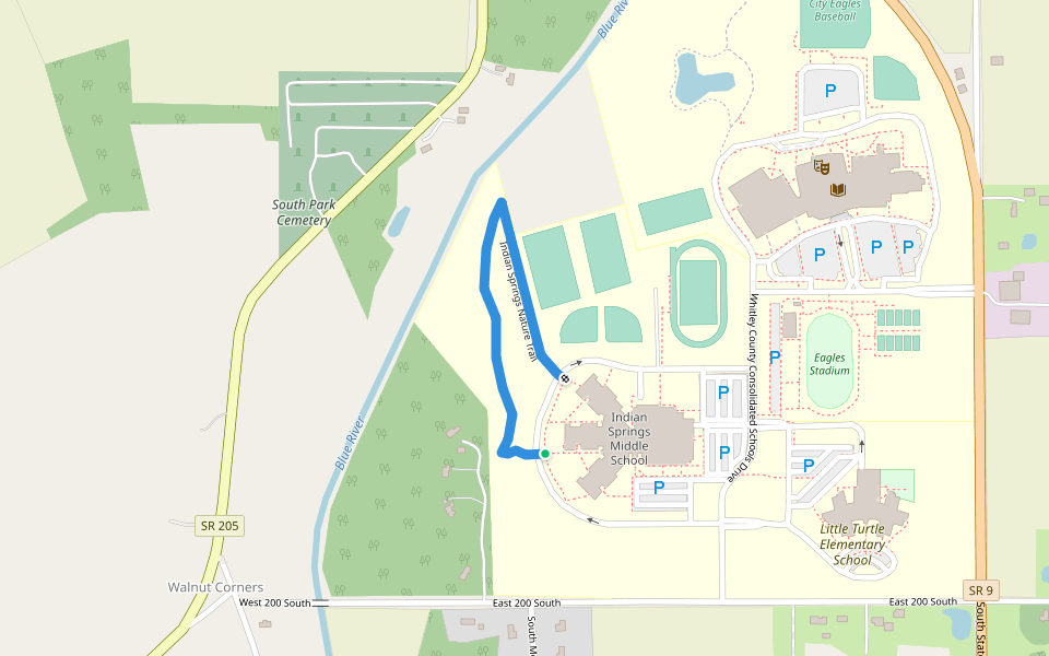 Indian Springs Nature Trail walking route map in Columbia City