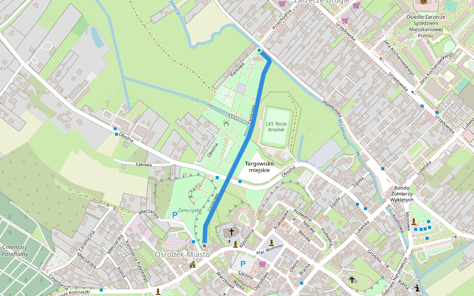 Zamkowa walking route map in Kraśnik