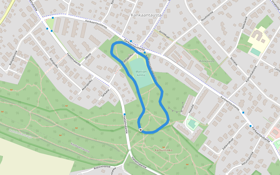 Kankaantaan pururata walking route map in Hämeenlinna