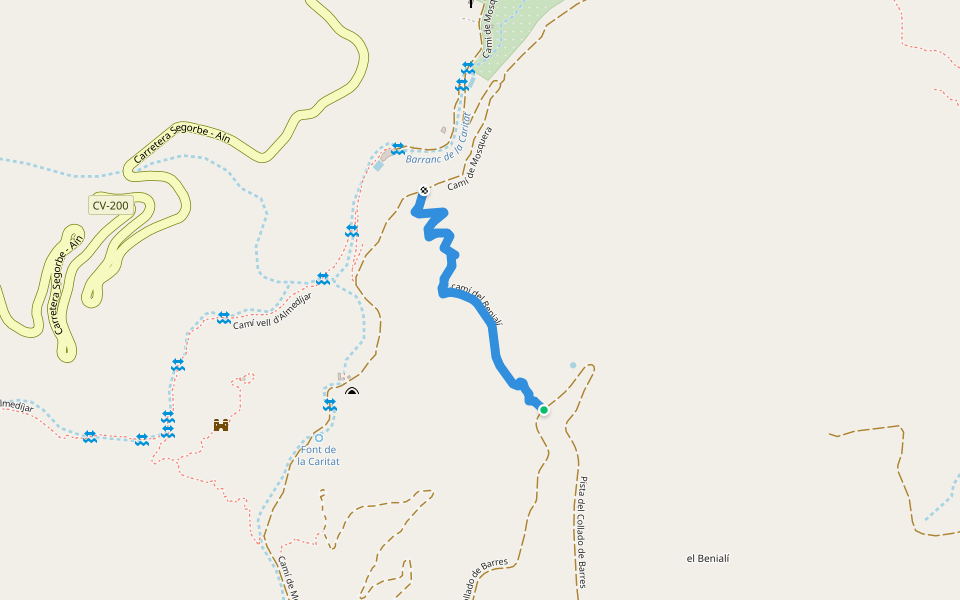 camí del Benialí walking route map in Eslida