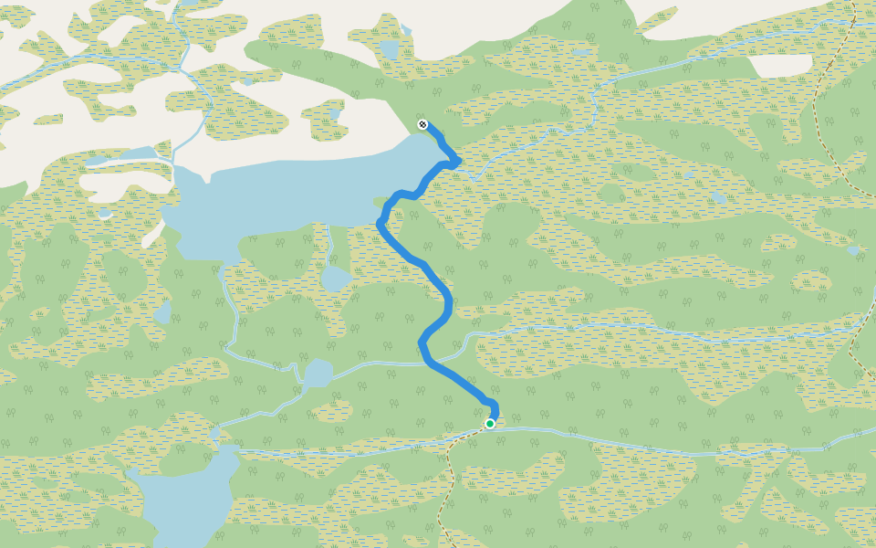 Sandvatnet walking route map in Straum